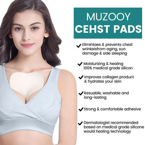 4 Pack Chest Wrinkle Pads, Anti Wrinkle Silicone Chest Patches, Resuable and 100% Medical Grade Décolleté Anti Wrinkle Patches, Overnight Wrinkle Remover Treatment while Sleeping Muzooy Beauty